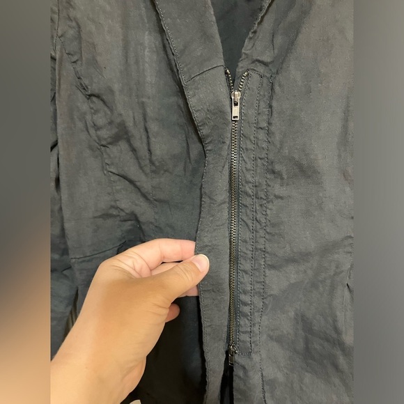Eileen fisher blazer jacket Sz S Zip Up Linen Blend Charcoal Gray Office Casual - Picture 3 of 7